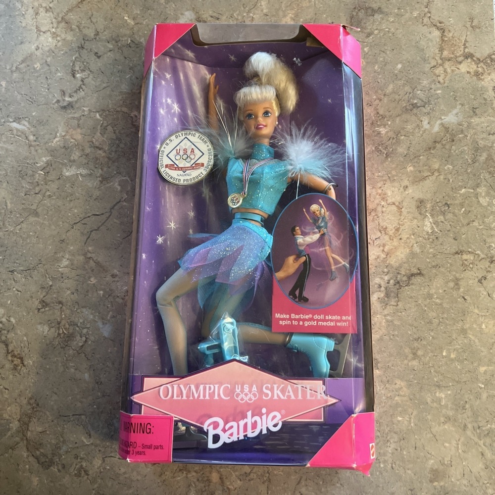 1997 Olympic Skater Barbie Doll Skate & Spin USA Olympics Collector Edition